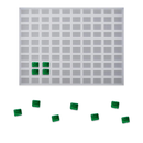 1.5mL Rectangle Gummy Mold - 100 Cavities with emerald green gummies, alternate flipped view