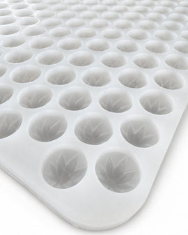 3.1mL leaf gummy mold with 185 cavities shown from a side angle on a white background