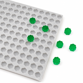 3.5mL Flower Gummy Mold - 176 Cavities with emerald green gummies