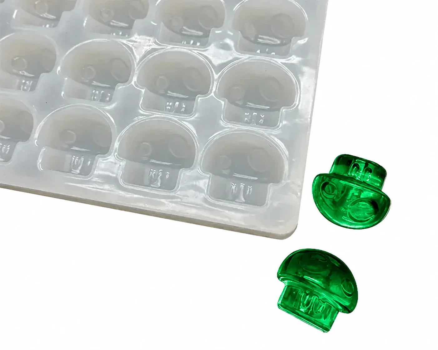 Moule champignon 3,5mL avec 140 cavités et bonbons verts